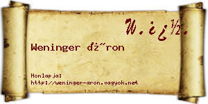 Weninger Áron névjegykártya